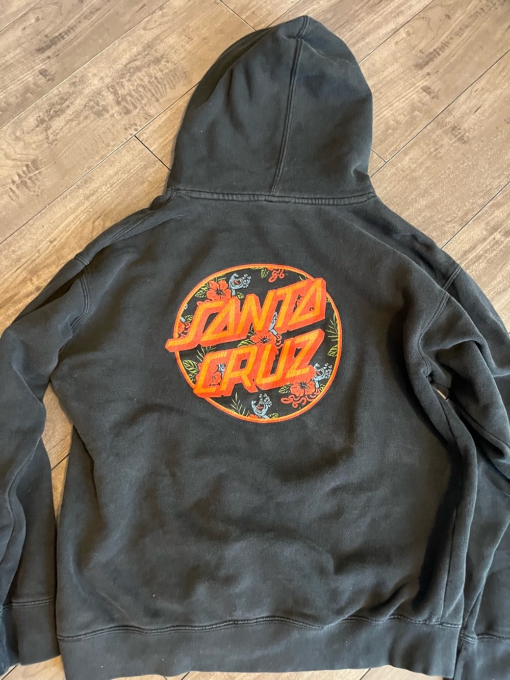 Santa Cruz Men's Black Hoodie with Orange Logo